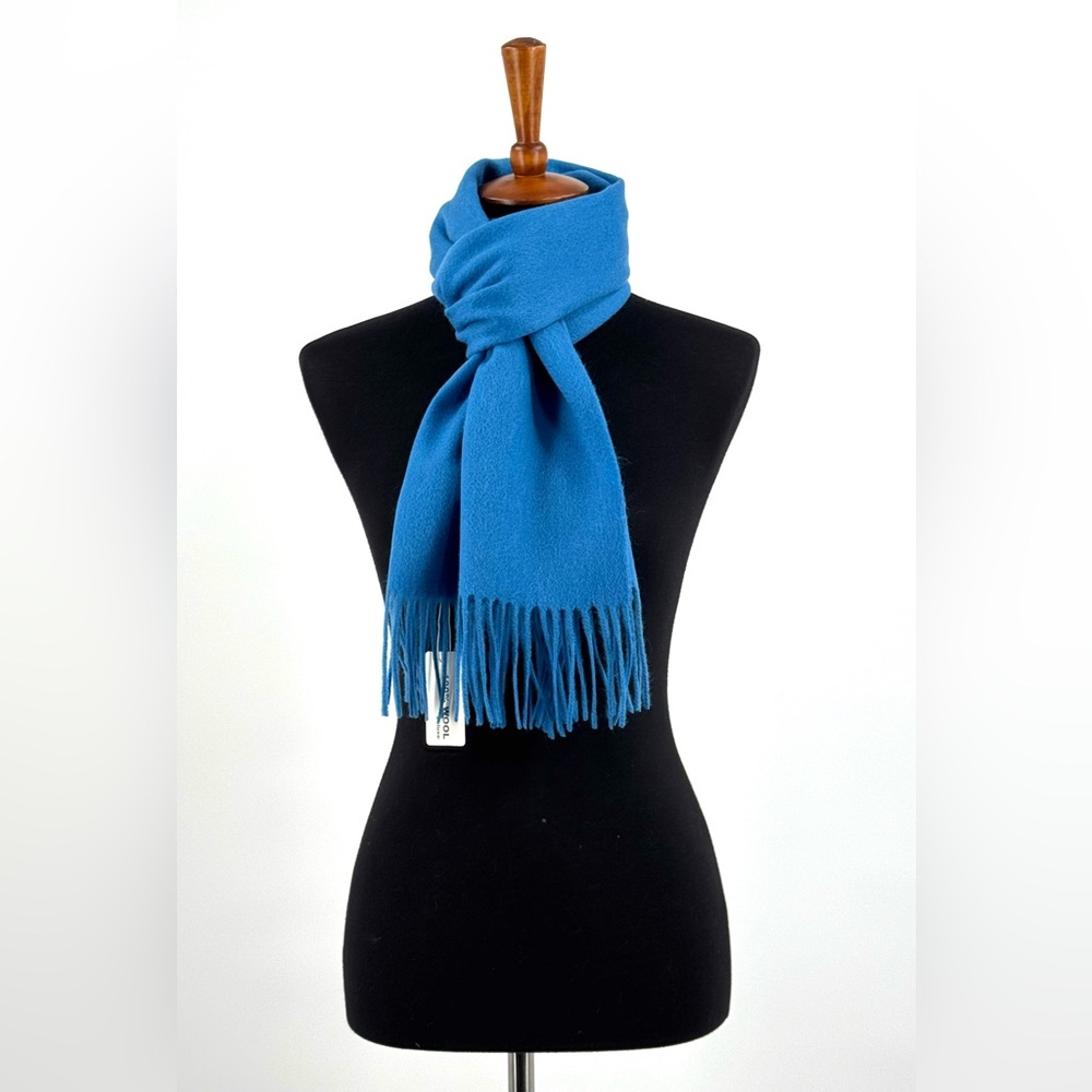 Blue Wool Scarf with Fringe OS NWT